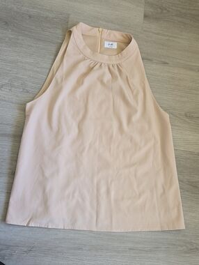 Lush High-Neck Sleeveless Top — Light Pink